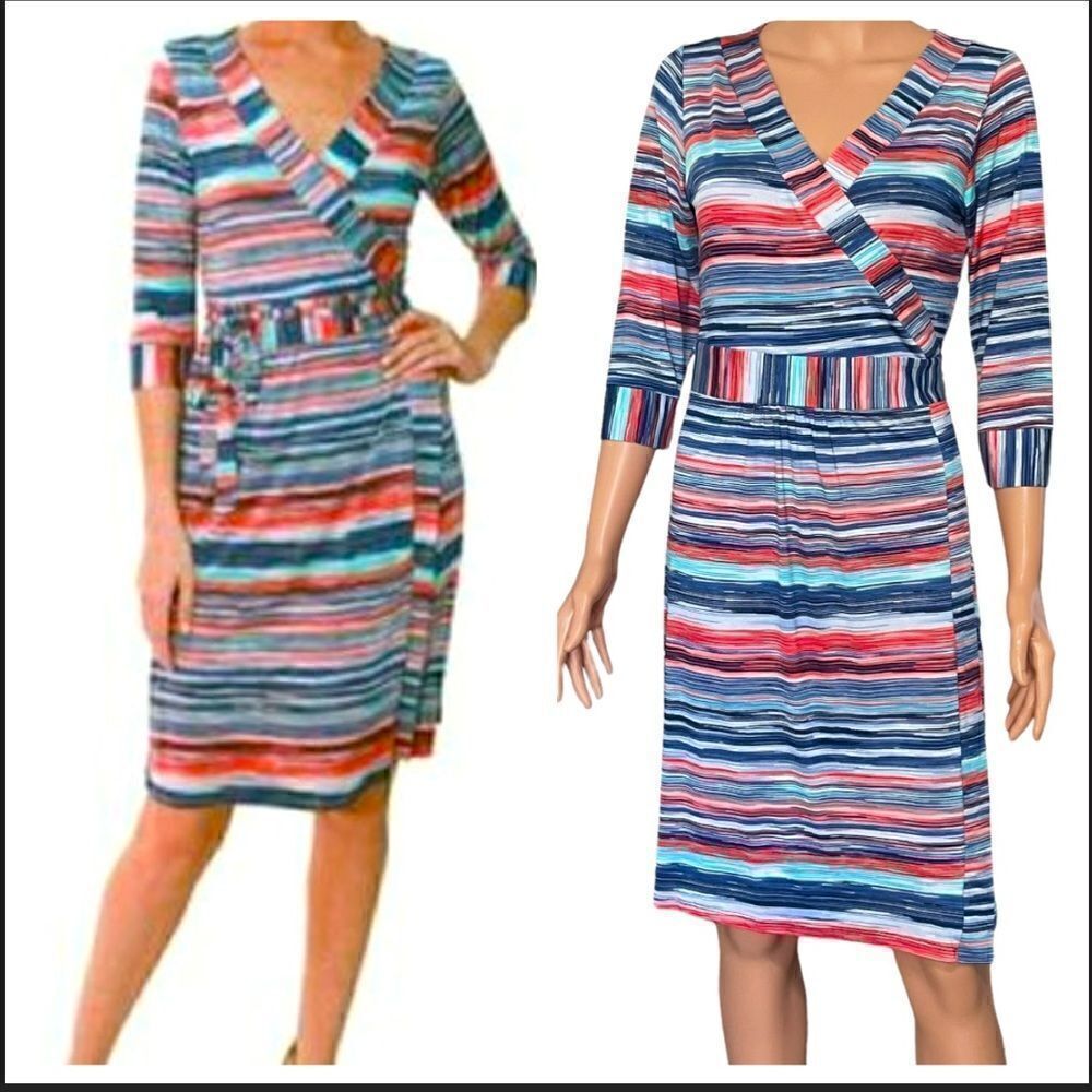 Melissa Masse Stripe Wrap Dress MEDIUM